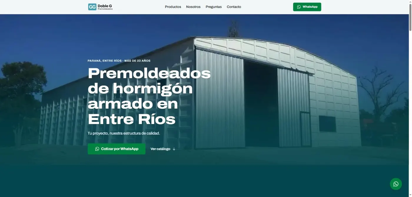Portada del sitio de Dobleg Premoldeados